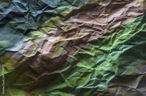 Background of colored crumpled paper shot close-up 