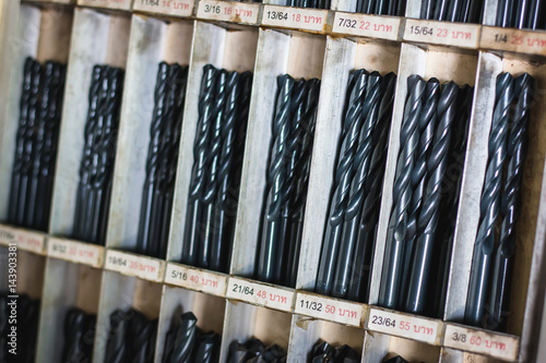 Drill bits sale at storehouse, the texts are sizes of drill bits