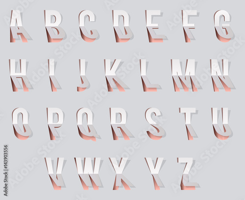 Bent paper cut font template alphabet vector illustration