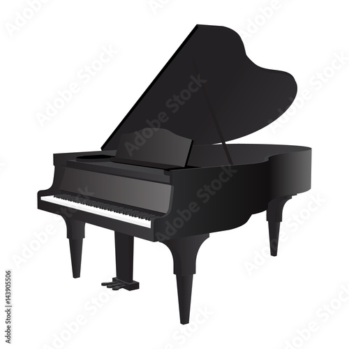 Piano, isolated on white background. Vector illustration, EPS 10