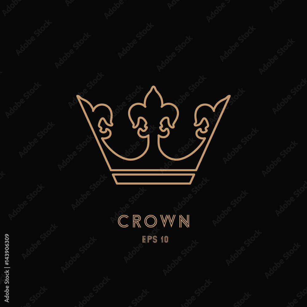 Crown icon, vector illustration, line design