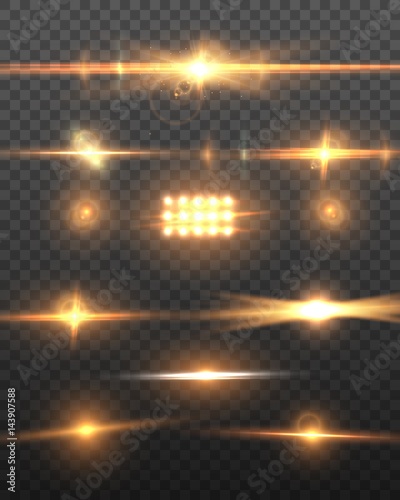 Illustration of Vector Lens Flare Effect. Realistic Camera Lens Flare Set