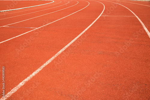 Curved range of Athletics track in sport stadium