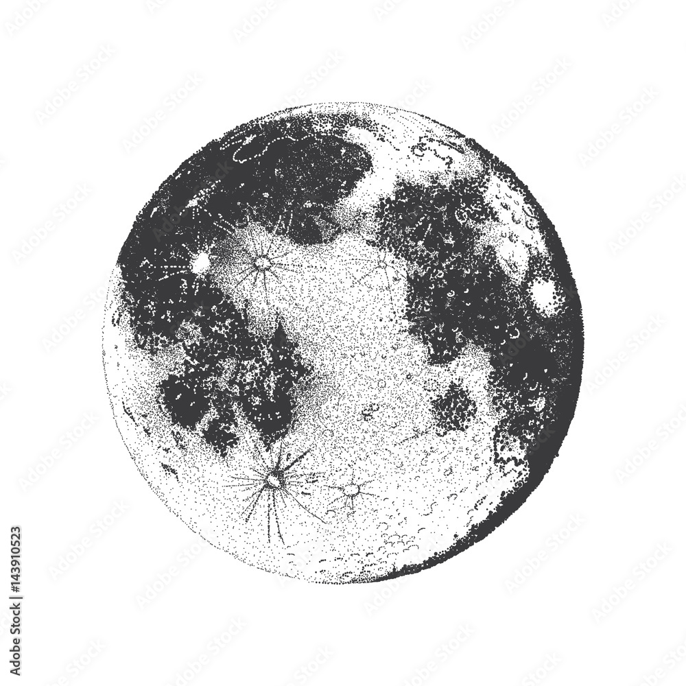 Naklejka premium Ilustracja wektorowa księżyca, kropki