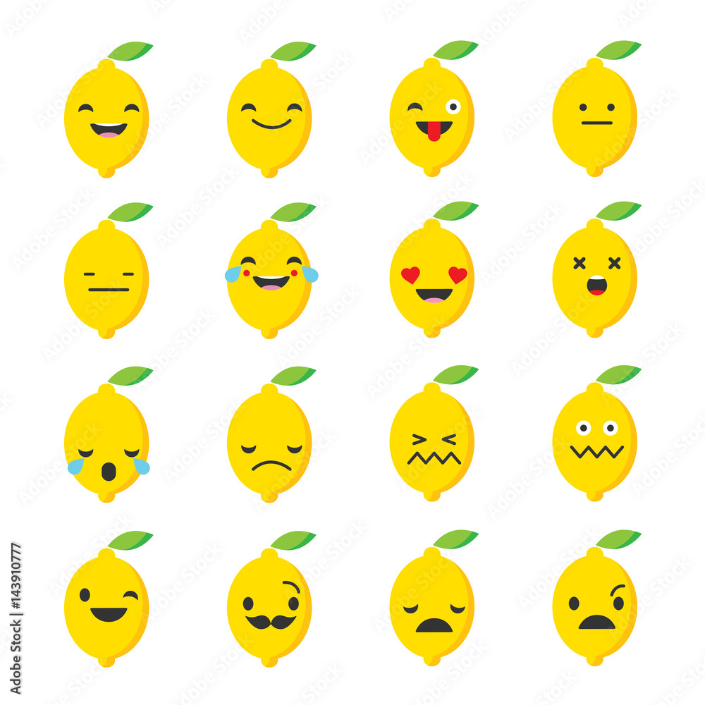 Emotions Lemon. Vector style smile icons. Emotions Lemon. Vector style smile icons.