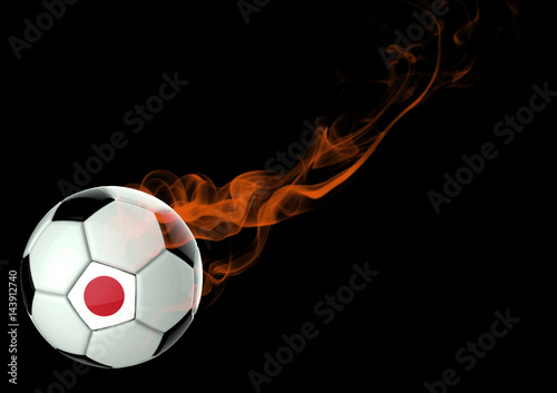 3D illustration Soccer Ball Japan Flag