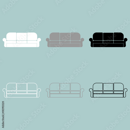 Divan or sofa white grey black icon.