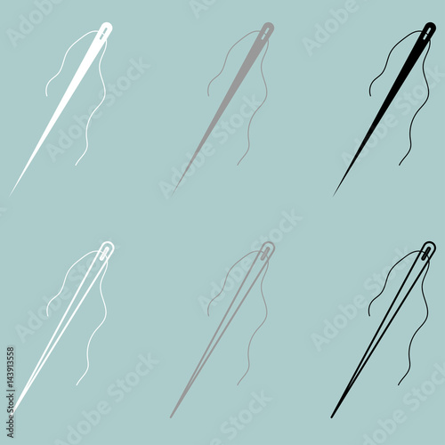 White grey black needle icon.