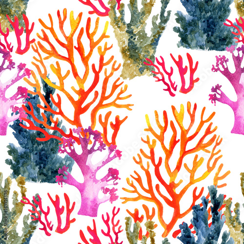 coral reef watercolor pattern