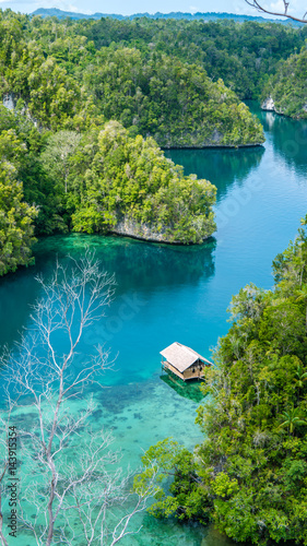 Bamboo Hut in Mangrove near Warikaf Homestay, Kabui Bay and Passage. Gam Island, West Papuan, Raja Ampat, Indonesia