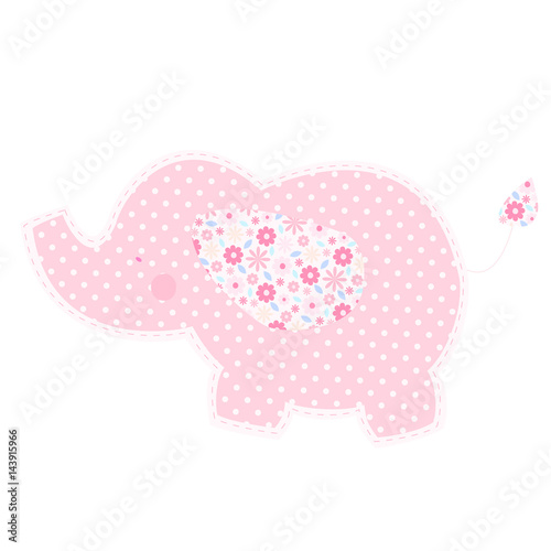 Patchwork cute elephant isolated vector illustration.