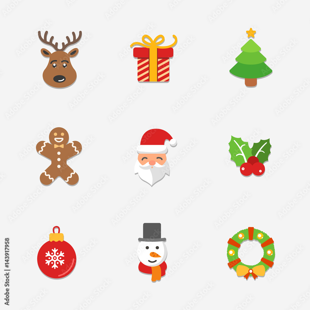 Christmas bright icons collection - vector illustration. 