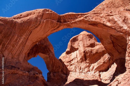 Double Arch formation in Arches National Park, Utah, United States