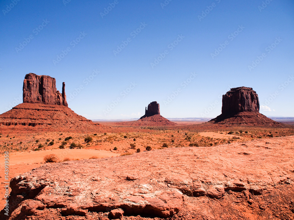 Iconic western landscape with famous Buttes at Monument Valley, Arizona USA Iconic western landscape with famous Buttes at Monument Valley, Arizona USA