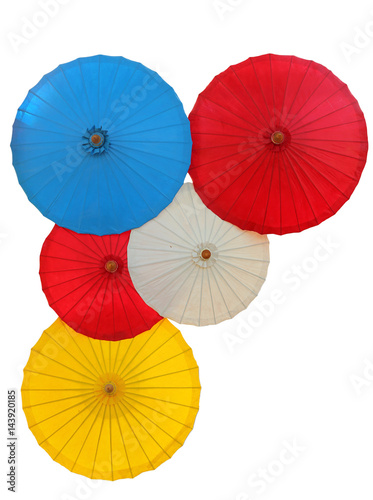 Thai traditional umbrella isolated on white background