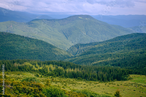 Mountain valley landscape. Summer time.