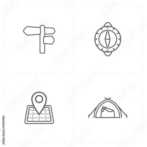 four flat free travel icons 