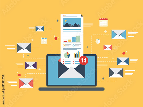 Laptop with envelope and open email on screen.