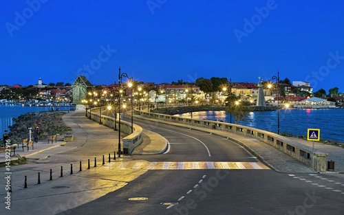 The entrance to the Old Town of Nessebar in twilight. Nessebar is an ancient town and one of the major seaside resorts on the Bulgarian Black Sea Coast.