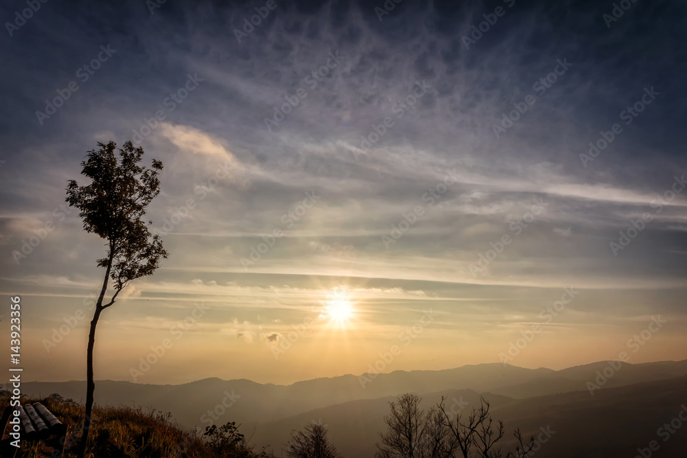 sunise landscape view from phu lom lo hill, Phetchabun province, Thailand.