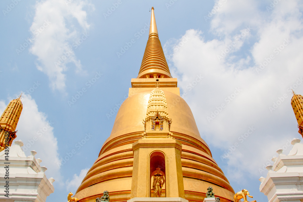 BANGKOK, THAILAND - MARCH 05, 2017 : Golden Pagoda at Wat Bovorn (Bowon) Nivet Viharn in Bangkok, Thailand BANGKOK, THAILAND - MARCH 05, 2017 : Golden Pagoda at Wat Bovorn (Bowon) Nivet Viharn in Bangkok, Thailand