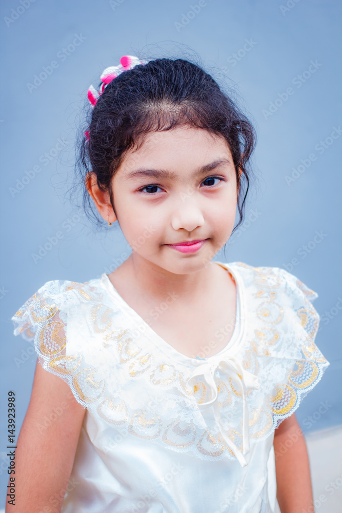 Sweet little girl with thai dress.