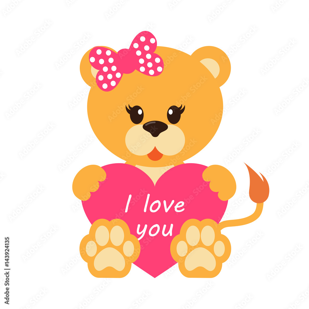 cartoon lioness with heart