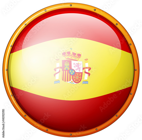Spain flag on round badge