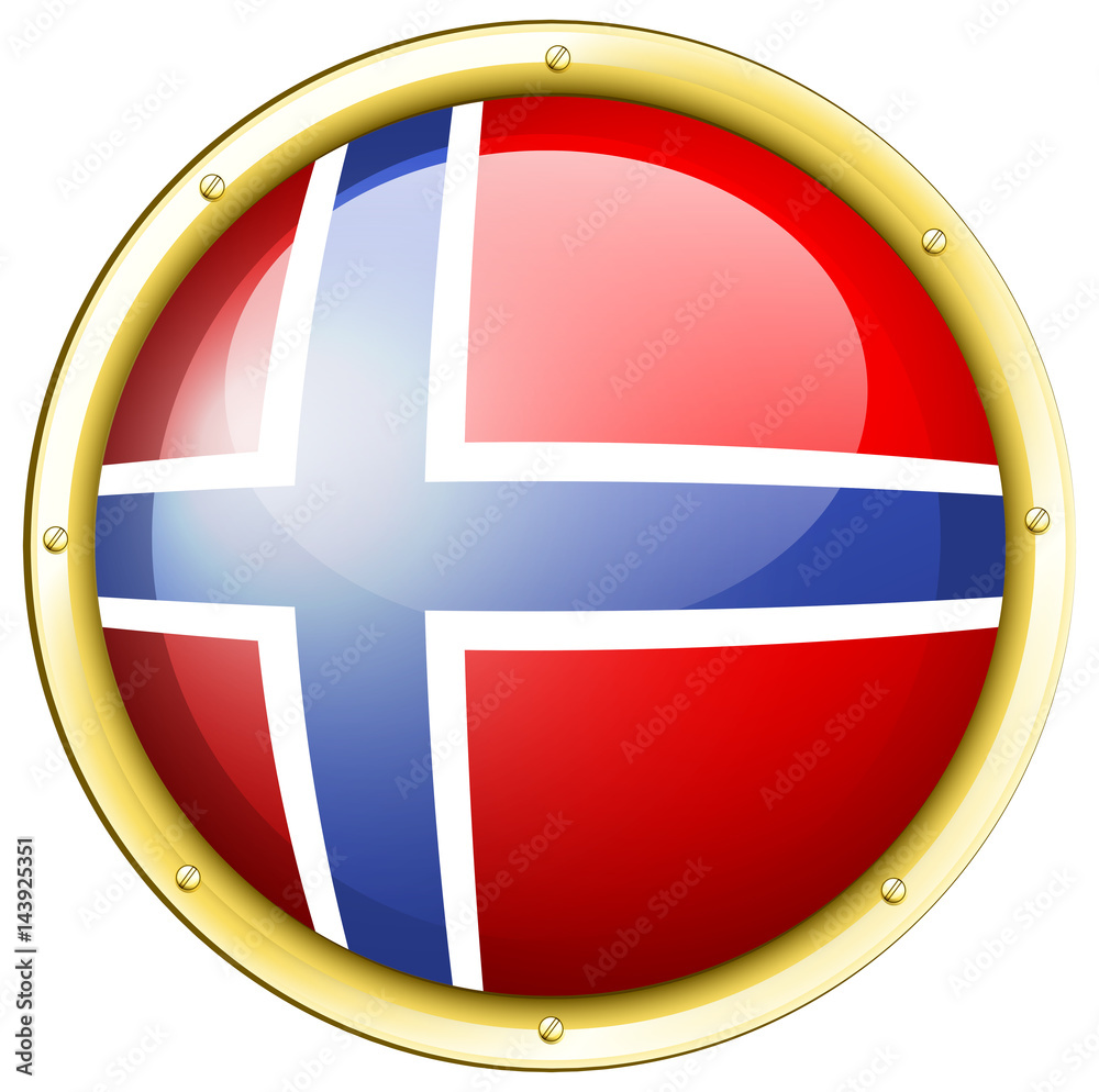 Fototapeta premium Norway flag on round badge