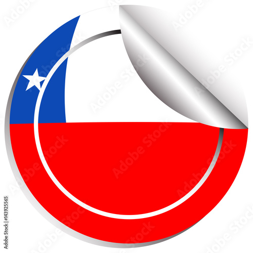 Chile flag on round sticker