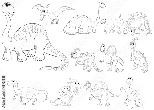 Animal outline for different types of dinosaurs