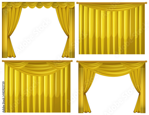 Yellow curtains in four styles