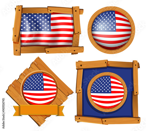 American flag on different frames