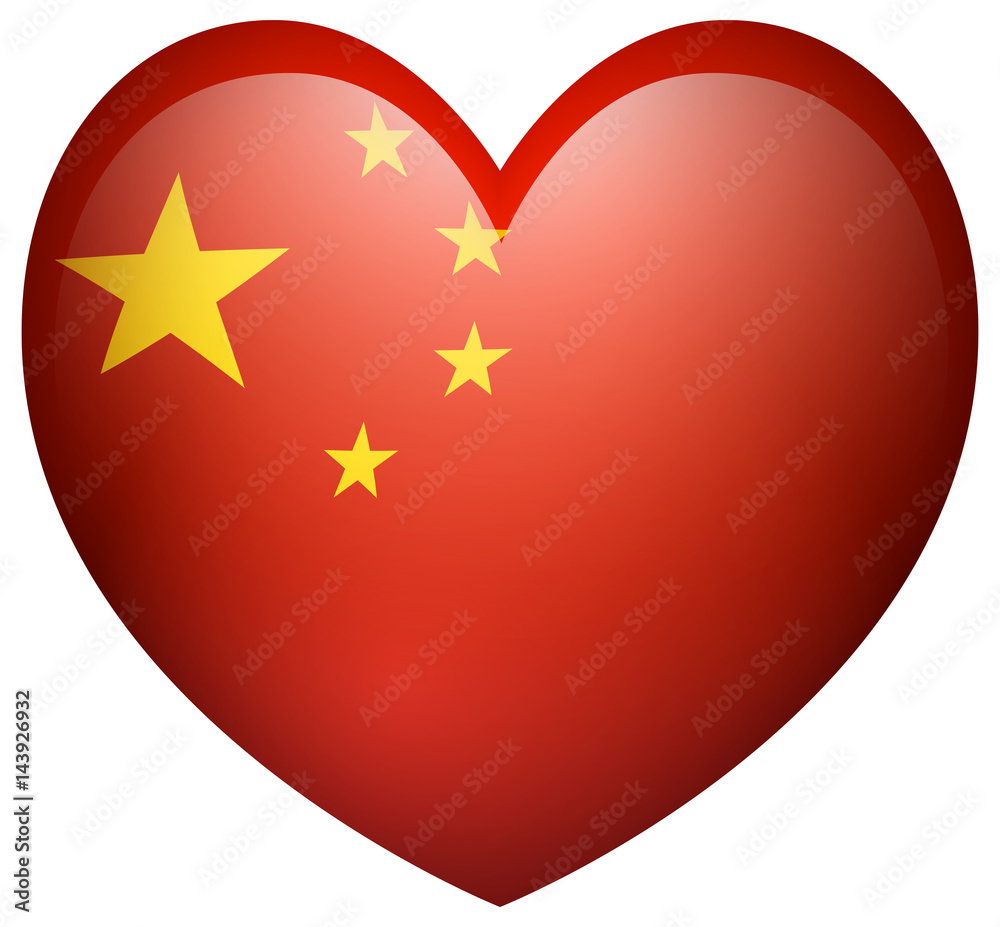 China flag in heart shape China flag in heart shape