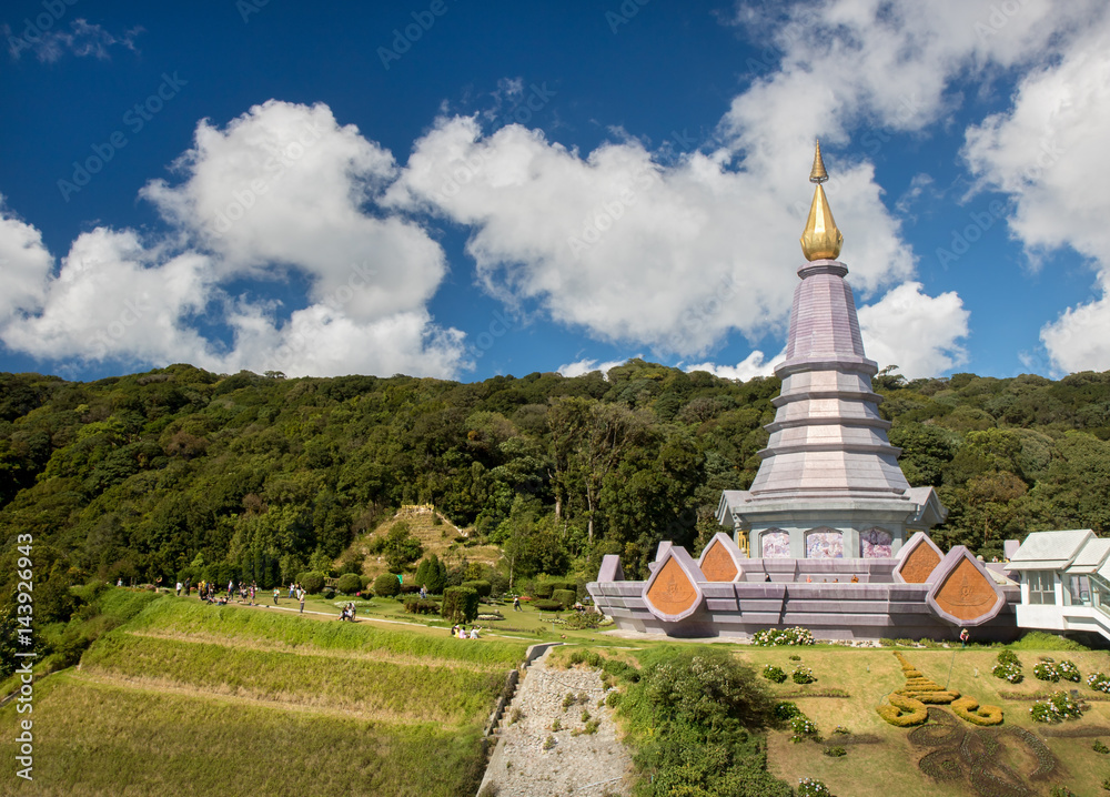 Chedi near the summit of mount Doi Inthanon, Chiang Mai province, Thailand.