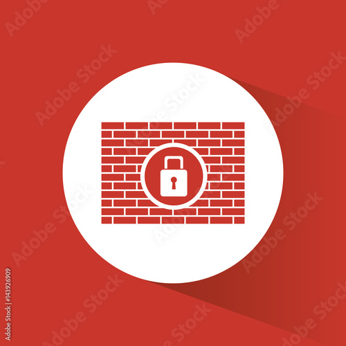 cyber security padlock firewall protection vector illustration eps 10