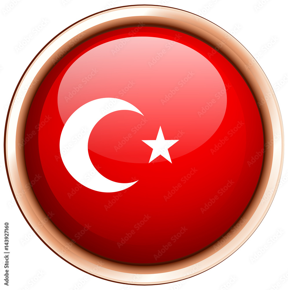 Turkey flag on round badge