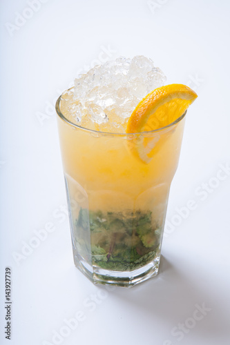 Summer lemonade with spices, ice and mint