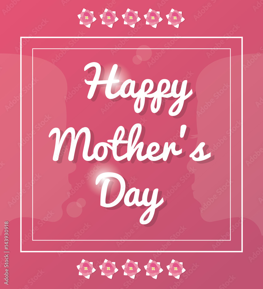 happy mothers day card glossy pink background vector illustration eps 10