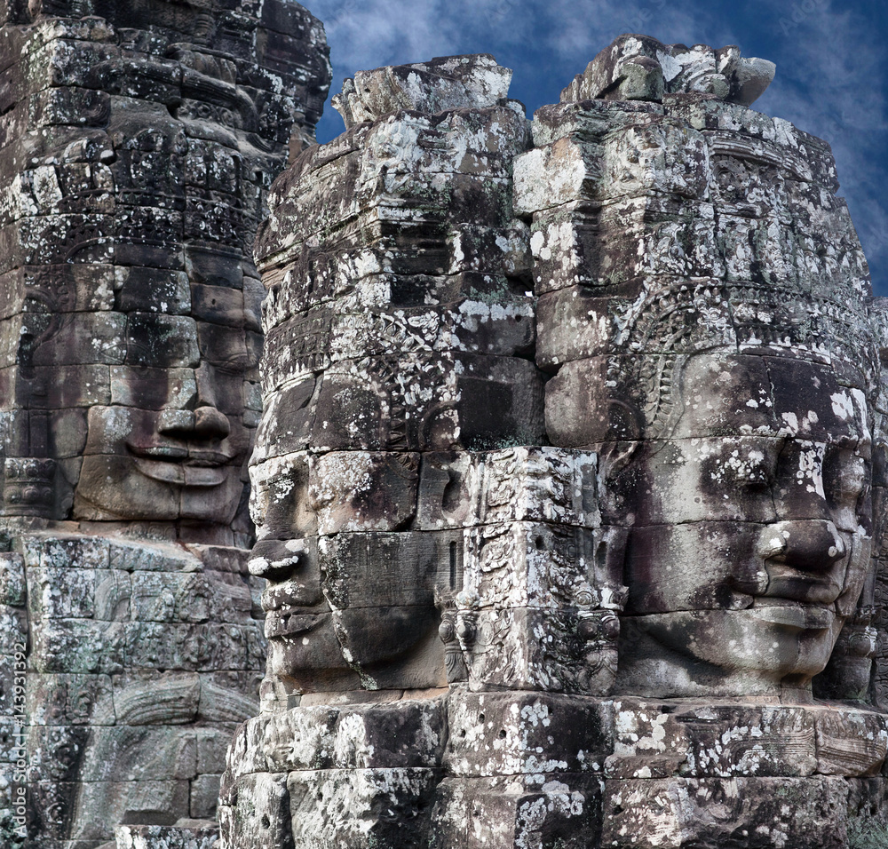 Famous ancient Prasat Bayon Temple in Angkor Thom, Cambodia