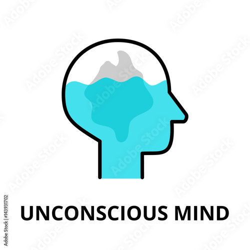 Unconscious Mind icon, flat thin line vector illustration