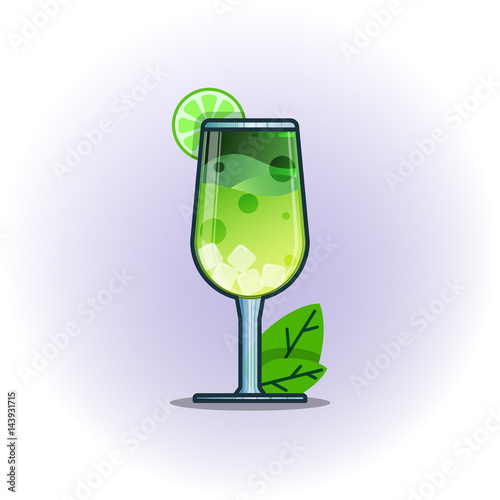 Vector illustration cocktails drinks in glasses vector flat icons. Set of alcohol and soft drinks and refreshments for cocktail party or bar menu design element