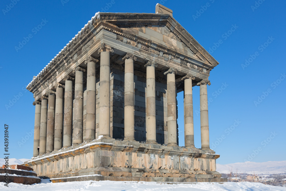 Garni Temple in Armenia, in winter day Garni Temple in Armenia, in winter day