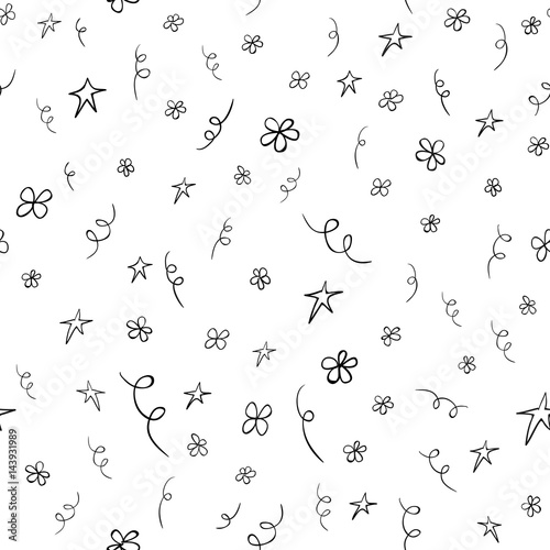 Hand drawn sketch confetti. Seamless pattern