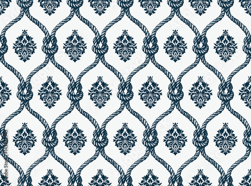 Rope seamless tied fishnet damask pattern