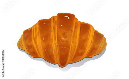 Ruddy french croissant on white background
