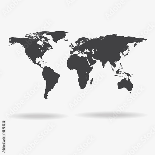 Grey Political World Map Illustration