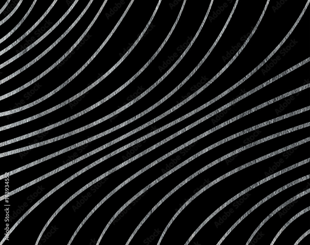 Naklejka premium Silver painted curved striped background.
