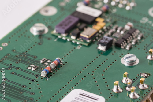 Electronic components on the printed circuit board. © lapis2380