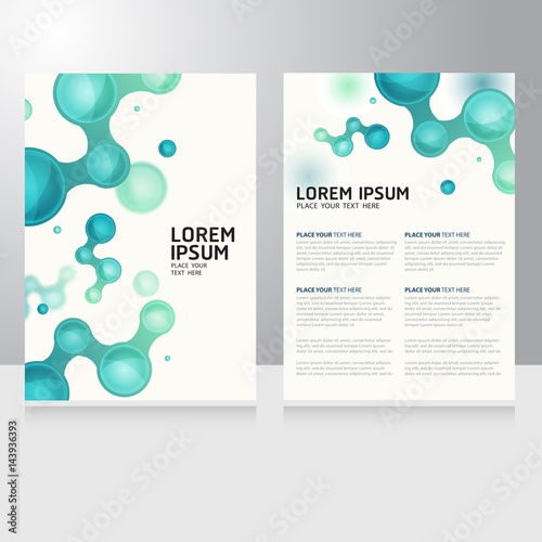 Abstract molecules design. Vector Medical scientific Atoms and biology cell Brochure Flyer design template